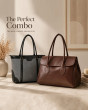 iShopping - HBH The Work & Weekend Duo Black Miraas Tote & Brown Corporate Tote Combo