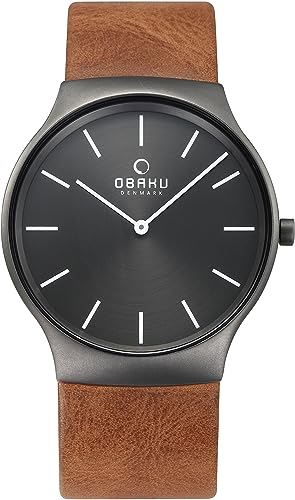 iShopping - Obaku Leather Watch For Men Brown (V178GXUURZ)