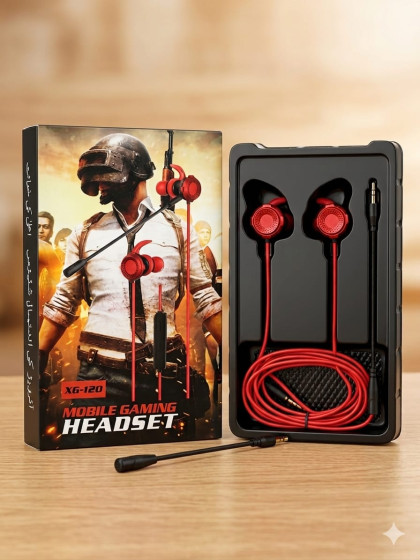 iShopping - Wired Red Gaming Earphones With Dual Mic - (XG-120)