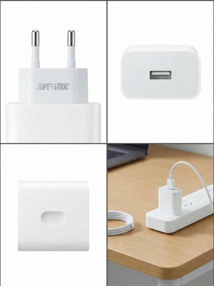 iShopping - SuperVOOC Fast Charger Adapter with USB-A Port & Type-C Cable