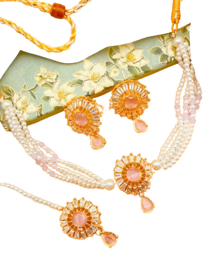 iShopping - Azhari Traders Beautiful Elegant Crush Mala Set-Orange