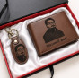 iShopping - Personalized Brown Leather Wallet & Keychain Set