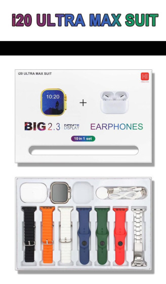 iShopping - Balentoeaccess i20 Ultra Max SmartWatch 7 Free Wireless Earbuds - Cool Silver