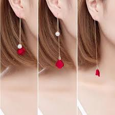iShopping - SS Mart Flower Long Tassel Earrings Imitation Pearl