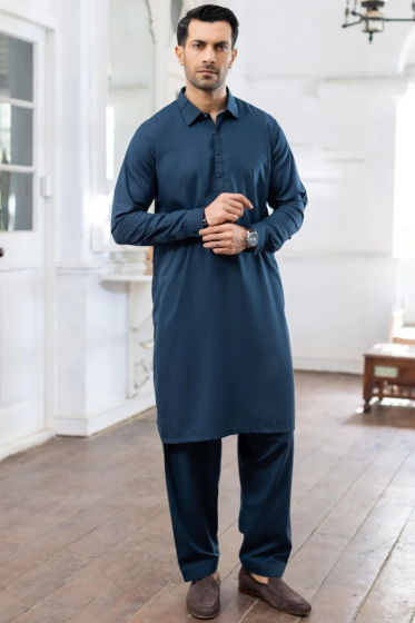 iShopping - Bareeza Soft Cotton Unstitched Shalwar Kamez For Men - Zinc