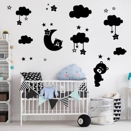 iShopping - Cartoon Cute Stars Moon Bear Clouds Wall Sticker