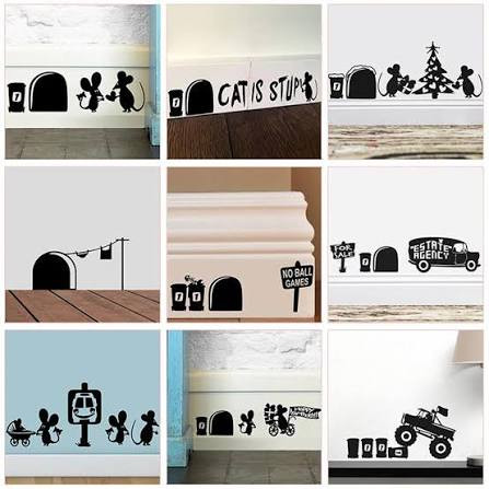 iShopping - Mouse Hole Kitchen Bedroom Baseboard Wall Stickers