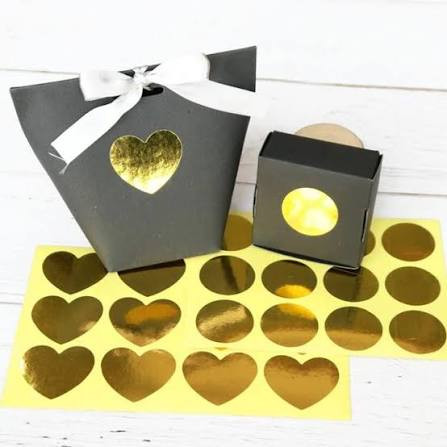iShopping - Golden Seal Sticker Round Heart Paper - 50 Pcs