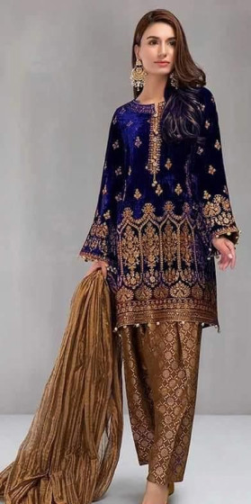 iShopping - Zr Collection Imported Velvet 3PC Party Wear Collection
