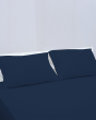 iShopping - Rainbow Linen Bed Sheet Set Queen Size Dark Blue (Pack Of 3)