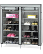 iShopping - Israr Mall Double Door Metal Shoe Rack With Zipped Doors - Grey