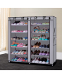 iShopping - Israr Mall Double Door Metal Shoe Rack With Zipped Doors - Grey