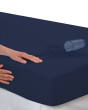 iShopping - Rainbow Linen Water Proof Fitted Bed Sheet Dark Blue (King Size)