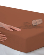 iShopping - Rainbow Linen Water Proof Fitted Bed Sheet Light Brown (King Size)