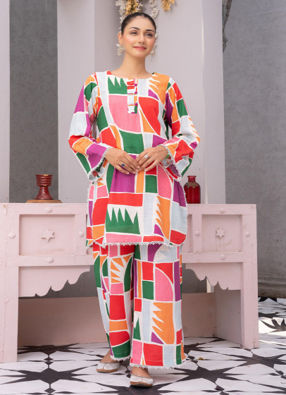 iShopping - Ahlam Carnival Printed Linen kurta Set 2-piece