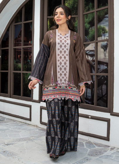 iShopping - Ahlam Cocoa Bloom Printed Lawn Kurta Set 2-piece