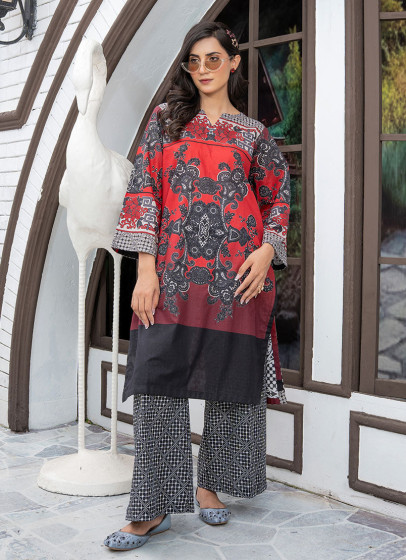 iShopping - Ahlam Crimson Eclipse Printed Lawn Kurta Set 2-piece