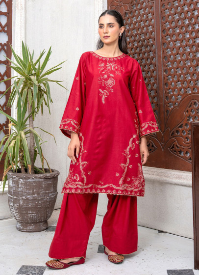 iShopping - Ahlam Crimson Reverie Cotton Suit 2-Piece
