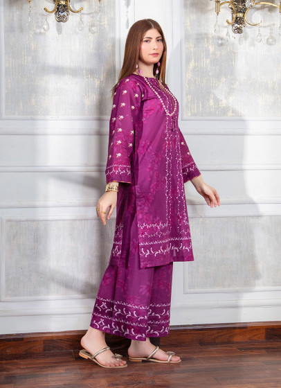 iShopping - Ahlam Elegant Maroon Printed Lawn Kurta 1-piece