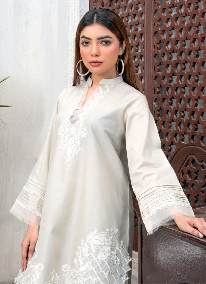 iShopping - Ahlam Ivory Lace Cotton Suit 2-Piece