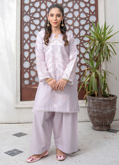 iShopping - Ahlam Lilac Prism Cotton Suit 2-Piece