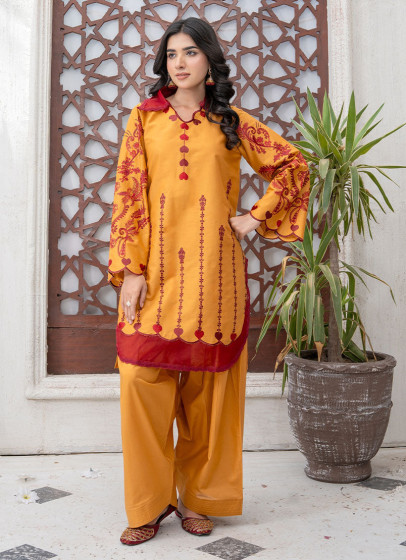 iShopping - Ahlam Marigold Heart Cotton Suit 2-Piece