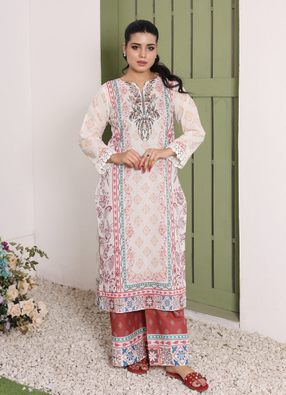 iShopping - Ahlam Maroon Grace Printed Lawn Kurta 1-piece
