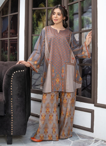 iShopping - Ahlam Mosaic Grey Printed Lawn Kurta Set 2-piece