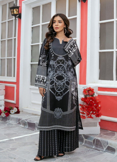 iShopping - Ahlam Noir Monochrome Printed Lawn Kurta Set 2-Piece