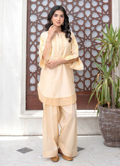 iShopping - Ahlam Peach Blossom Jackard Embroidery Suit 2-Piece