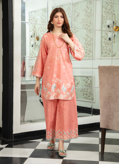 iShopping - Ahlam Peach Chic Printed Lawn Kurta 1-piece