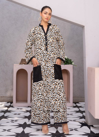iShopping - Ahlam Savannah Printed Linen kurta Set 2-piece