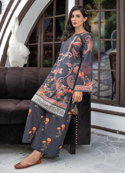iShopping - Ahlam Velvet Poppy Printed Lawn Kurta Set 2-piece
