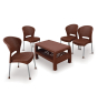 iShopping - Boss Outdoor Dinning 4 Chairs & Table Brown